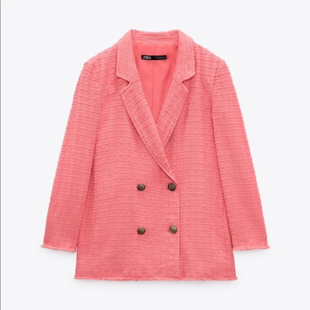ZARA TEXTURED DOUBLE BREASTED BLAZER